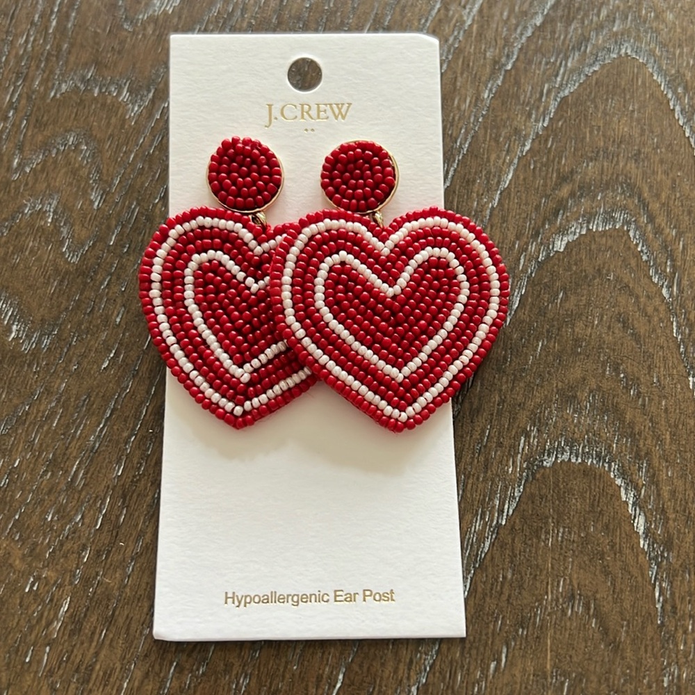 J.Crew Beaded heart earrings